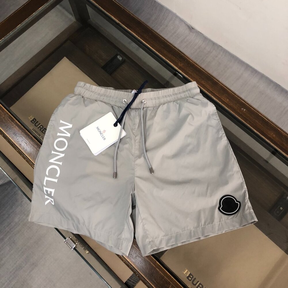 Moncler Gray and White Swim Trunks
